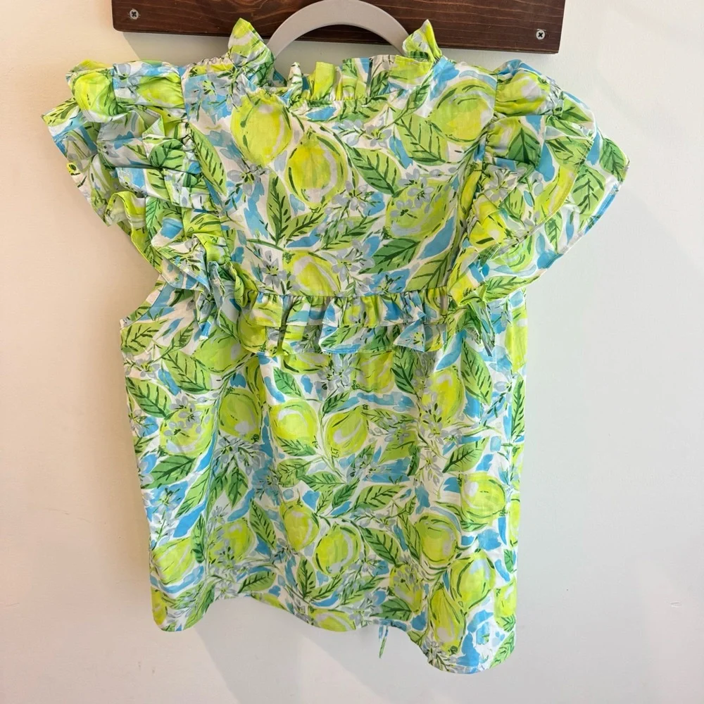 NWT Avara Maddie Ruffled Tie‎ Neck Top Large - Picture 5 of 8